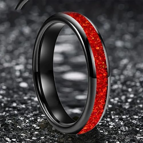 4MM Red Color Opal Ring Women Tungsten Engagement Wedding Band Jewelry Comfort Fit2