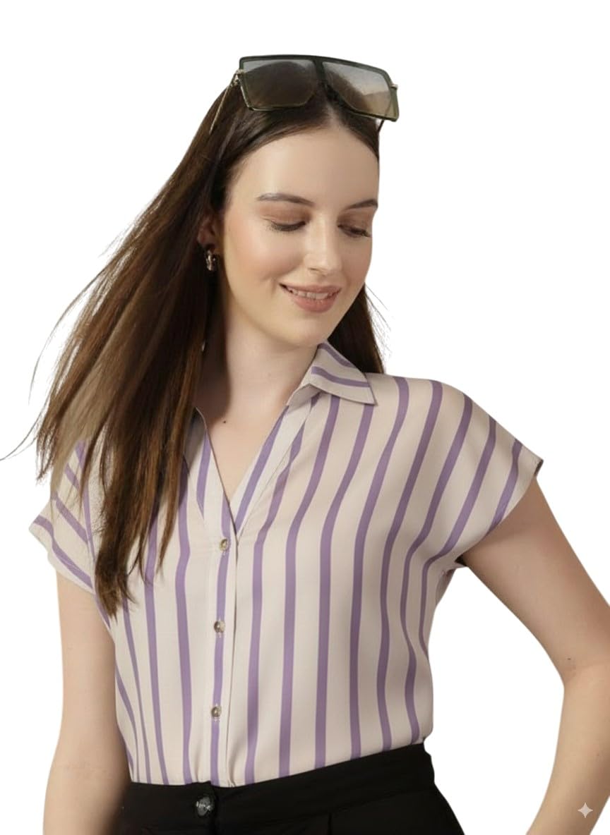 style quotient Women Beige and Teal Polycrepe Regular Fit Formal Shirt-picture-13