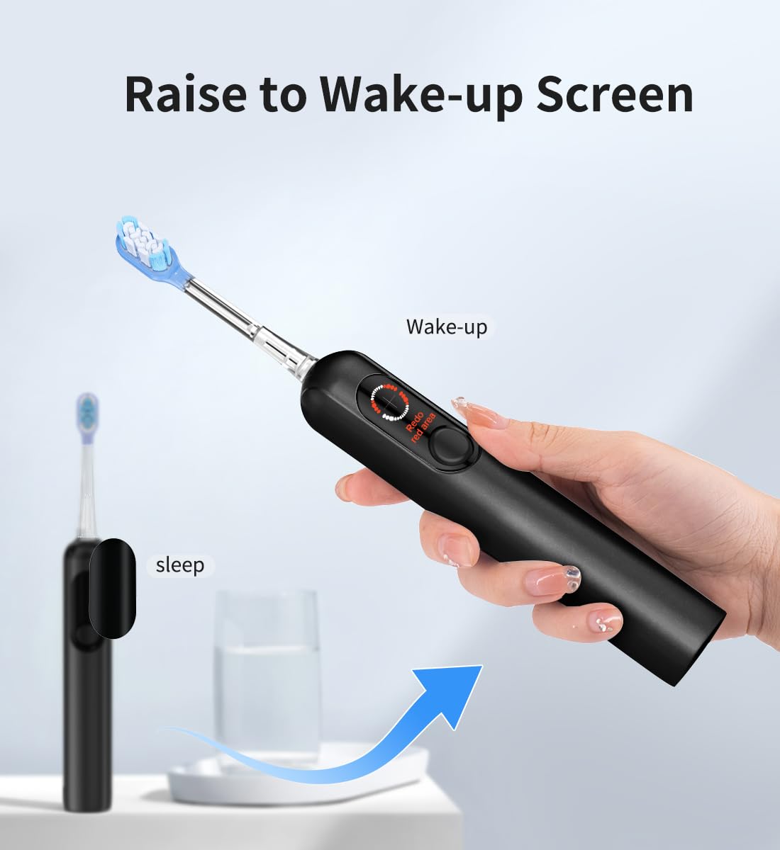 Spazzolino elettrico oscillante a 40° 52000 VPM con display intelligente AI, 4 modalità con rilevamento punti mancanti, sensore di pressione, timer da 2 minuti, spazzolino sonico con custodia