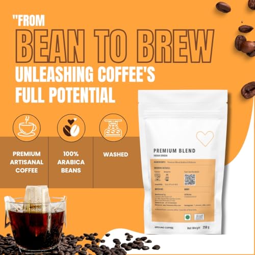 Image of 7 Elements Coffee Roasters Premium Blend Ground Coffee - 250 g (Pack of 1) | Medium-Dark Roast (Espresso, Moka Pot Grind) | Specialty Robusta & Arabica Coffee Grounds | Rich Flavorful Coffee