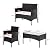 Pinikuyiro Patio Furniture Set 4 Pieces Outdoor Rattan Chair Wicker Sofa Garden Conversation Bistro Sets for Yard,Pool or Backyard (Black)
