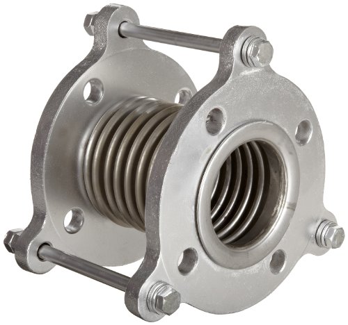 Flexicraft Stainless Steel Bellows Connector Expansion Joint with #150 Floating Flange and Tie Rod, 3" ID x 6" Length