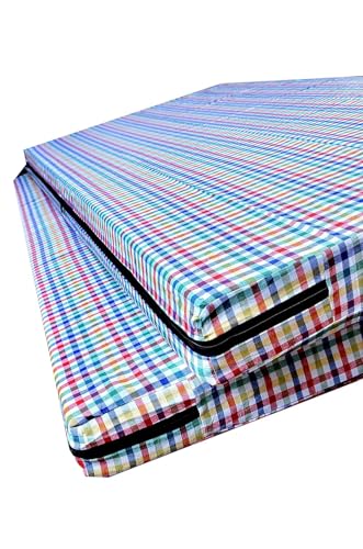 Image of Fairy Down Cotton 300 TC Mattress Cover /Protector with Zip /Chain for King Size Bed (Color: Red Line | Size: 78 * 78 * 5)