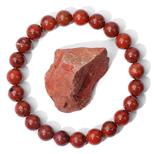 Bracelet en pierre de labradorite naturelle rouge 19 cm pour hommes et femmes