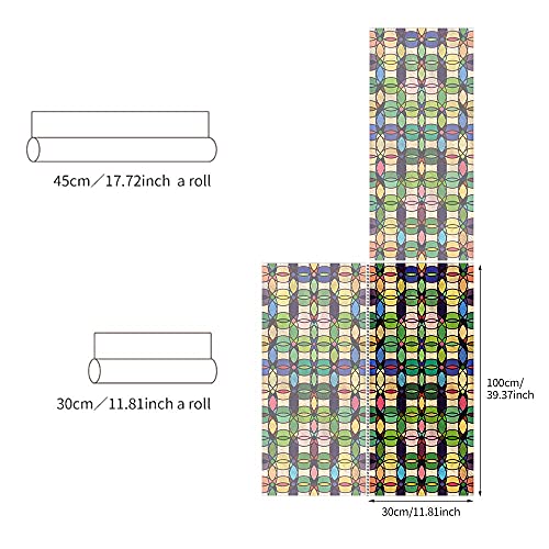 Funlife Frosted Stained Glass Privacy Window Film, Static Cling Glass Covering Sticker, Non-Adhesive Removable Window Decor, Abstract Geomery 11.8" X 118" #TOP4