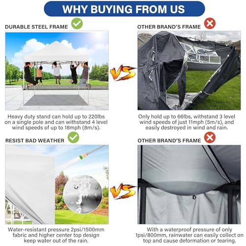 Image of COBIZI 10x15 Heavy Duty Pop Up Canopy Tent with 4 Sidewalls, Alps