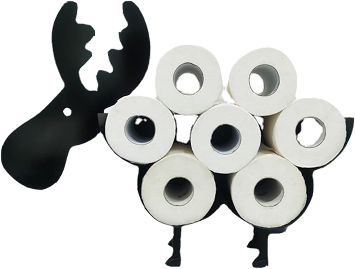 Novelty Animal Paper Towel Rack,Iron Metal Toilet Paper Roll Holder,Free Standing Bathroom Tissue Storage,7 Roll Large Capacity Toilet Holder for Bathroom House Office Décor (Moose)