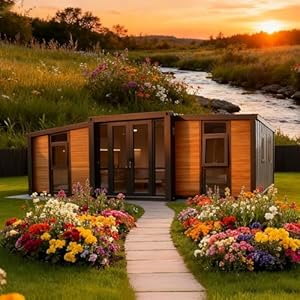 Tiny Homes for Sale Prefab Tiny Houses to Live in for Adults Portable Container Modular Foldable Kit with 1 2 Bedroom and Fully Functional Kitchen & Bathroom Small Mobile Expandable Folding Cabin