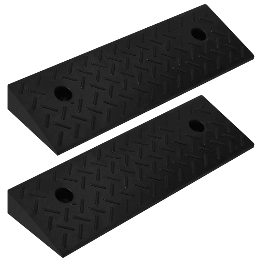 2 rampas para bordillos, 50 x 17,5 x 5 cm, goma con perfil antideslizante, 2 agujeros de montaje empotrados, capacidad de carga de 10 toneladas, para coche, silla de ruedas, cochecito y