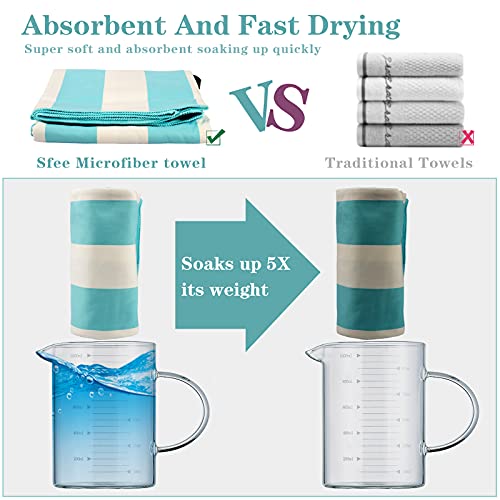 Sfee 4 Pack Microfiber Travel Towel, Beach Towel Quick Dry Towel Camping Towel Super Absorbent Compact Lightweight Sports Towel Gym Towel Set For Beach, Gym, Hiking, Pool, Backpacking, Bath, Yoga #TOP4