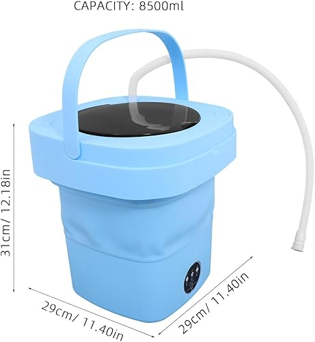 Miniatura 2 de Mini lavadora plegable portátil, lavadora plegable compacta para el hogar, dormitorio, caravana, viajes, con manguera de drenaje y cesta seca,