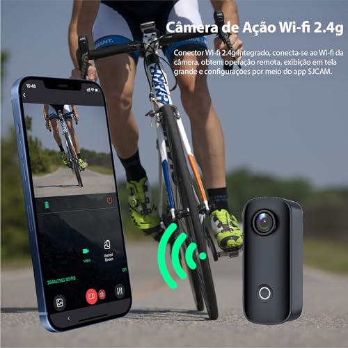 Câmera de Ação Compacta à Prova d'água com Vídeo, SJ~CAM C100+ Mini WiFi 4K Ultra HD, Magnética, Co