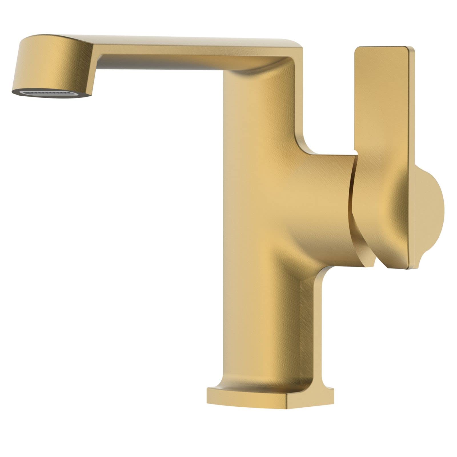 Robinet mitigeur de lavabo monocommande noir or brossé installé sur plage pour vasque
