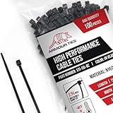 11-inch Black Zip Ties Heavy Duty UV Resistant Nylon Cable Ties, 50lb Tensile Strength, 100-Pack - Durable Wire Ties, Heavy Duty Tie Straps Indoor and Outdoor Cable Management Solution by ARMOUR TIES