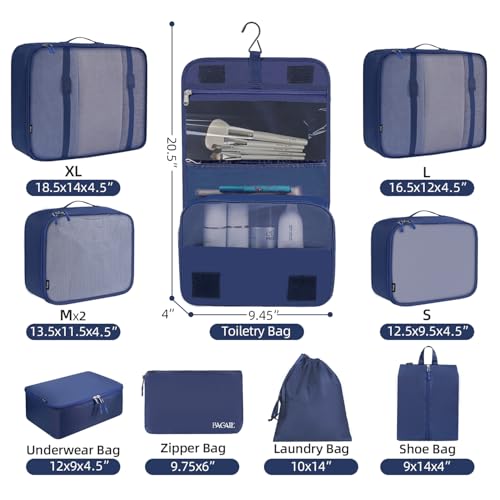 Image of BAGAIL 6 Set /8 Set /10 Set Packing Cubes Various Sizes Packing Organizer for Travel Accessories Luggage Carry On Suitcase