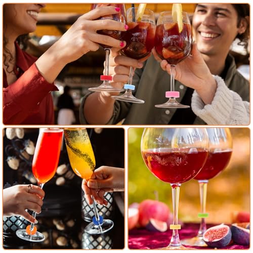 oruola 32pcs Glass Markers for Drinks,Wine Glass Charms,Silicone Drink Marker for Party Favors,Multicolor Silicone Wine Identifiers for Drinks for Party Champagne Flutes Cocktails Martinis - Cosy Home Interiors oruola 32pcs Glass Markers for Drinks,Wine Glass Charms,Silicone Drink Marker for Party Favors,Multicolor Silicone Wine Identifiers for Drinks for Party Champagne Flutes Cocktails Martinis - Image 5