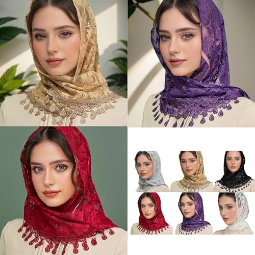 Mantilla de encaje con borlas velos católicos de novia chal formal para bodas 2