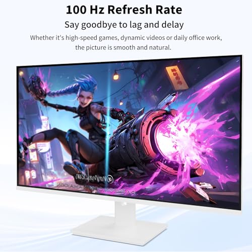 Image of Touchscreen Monitor 2K 27 Inch IPS Gaming 100Hz, 10-Point Touch QHD 2560x1440 PC Display, HDMI VGA USBC Computer Monitor, Built-in Speakers, White