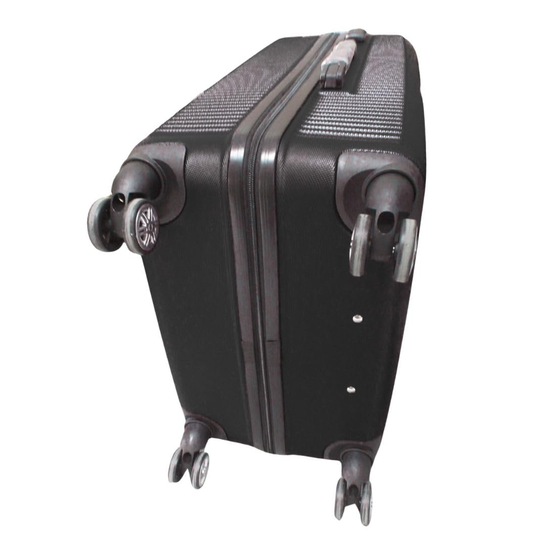 Juego de Maletas de Viaje 3 Piezas ABS | Cabina 20” (57x37x21 cm), 24” (67x44x26 cm) y 28” (77x50x30 cm) | Rígidas con 4 Ruedas 360°, Cerradura de Combinación y Diseño Reforzado (NEGRO)