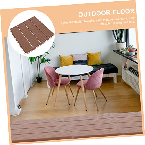 Oatipho Mosaic Floor Outdoor Flooring Decorative Outdoor Decor Brown Decor Wood- Plastic Composite Patio Deck Tiles Interlocking Carpet Tiles Prevention Floor Decorative Floor #TOP5