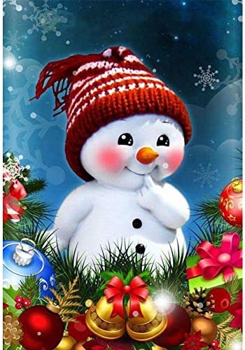 Christmas 5d DIY Diamond Painting by Number Kits for Adults,Diamond Art Kits Crystal Rhinestone Embroidery Diamond Dotz Home Decorations Snowman Gift（Canvas Size: 11.8 X 15.75 in