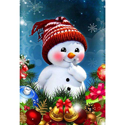 Christmas 5d DIY Diamond Painting by Number Kits for Adults,Diamond Art Kits Crystal Rhinestone Embroidery Diamond Dotz Cross Stitch Craft Home Decorations Snowman Gift(Canvas Size: 11.8 X 15.75 in)