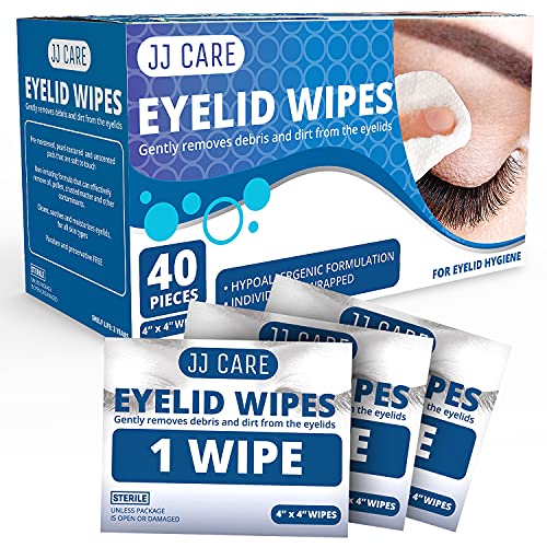 JJ CARE Eyelid Wipes [Box of 40] Eye Wipes, Eyelid Scrub, Eye Scrub Cleansing Pads, Eyelid Wipes Blepharitis, Eye Wipes for People, Lid Scrubs for Eyes