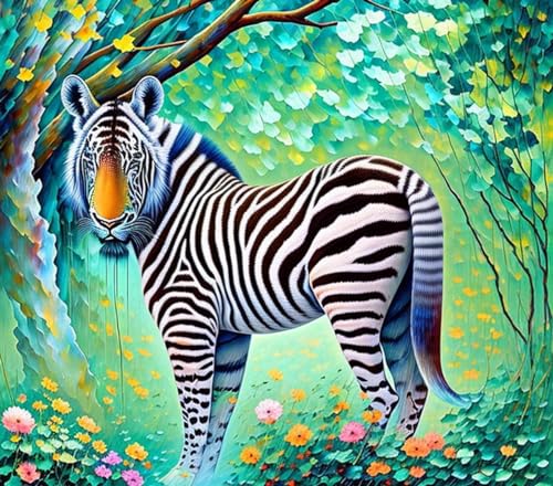 Affiche sur toile pour mur vide et déco originale de créature étrange tigre zèbre