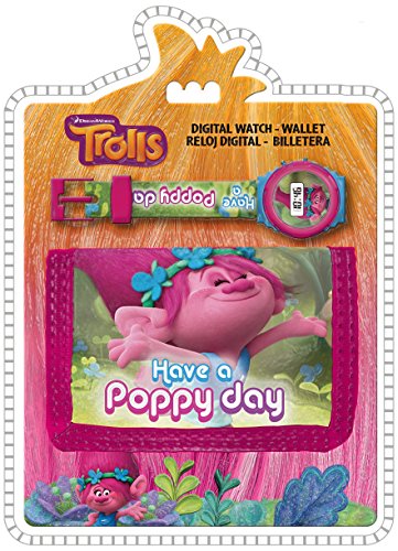 Disney - Trolls Set Montre Digitale avec Porte Feuille, TR17053