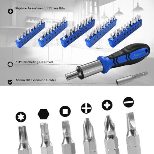 Prostormer 259-Piece Tool Kit, General Household Tool Set with Plastic Storage Toolbox, Portable Home/Auto Repair Tool Box with Essential Tools for Men and Women - Thumbnail 6