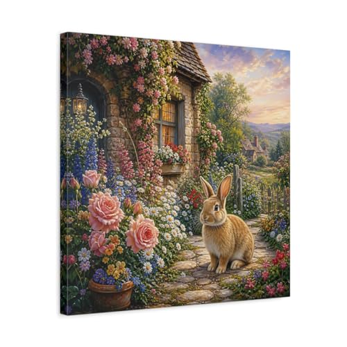 Toile Lapin Féerique pour décoration au-dessus d'une console