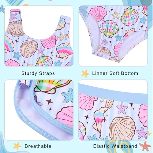 Image of TUONROAD Toddler Girls One Piece Swimsuit 2Pcs Bathing Suit Kids Swimwear with Short for 3-9