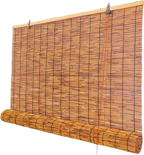 Outdoor Blinds Roman Shades for Windows Bamboo Roller Shades for Patio Porch Light Filtering Sunshade Retro Natural Reed Blinds for Outdoor Windows 23 W x 48 H
