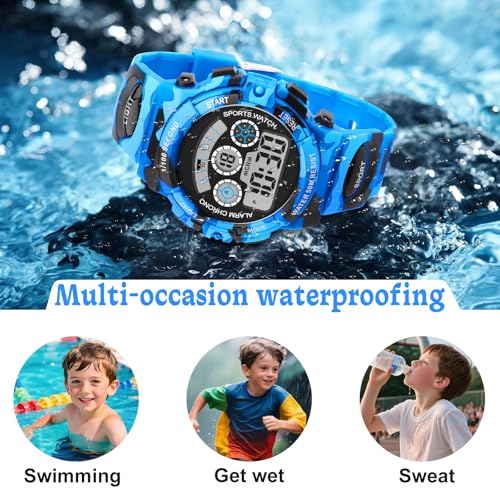 Image of Edillas Kids Digital Watch 7 Colors 50M Waterproof Sport Alarm Boys 7-15 | 7 Color Lights, 50M Waterproof, Alarm, Stopwatch, Easy to Read, Comfort Strap, Great Sport Watch for Outdoor Ages 7-15