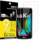 NEW'C 2 Piezas, Protector Pantalla para LG K10, Cristal templado Antiarañazos, Antihuellas, Sin Burbujas, Dureza 9H, 0.33 mm Ultra Transparente, Ultra Resistente