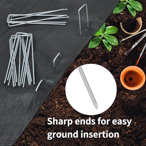 Whonline 400pcs 6 Inch Landscape Staples, Garden Staples Galvanized 11 Gauge Garden Stakes U-Shaped Pins Tent Ground Fence Stakes Yard Lawn Staples for Landscaping Fabric Irrigation Tubing - Thumbnail 5