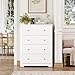HOUSUIT White Dresser, 4 Drawer Dressers Chest of Drawers, Modern Tall Dresser, Wood Drawer Chest Storage Cabinet for Living Room, Hallway, Entryway, Home Office, Ivory White