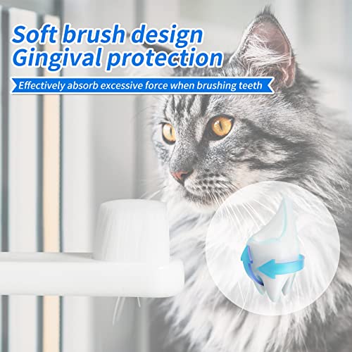 Image of 2 Pack Soft Cat Toothbrush with 360-degree Head | Safe, Effective and Deep Pet Teeth Cleaning, Brush Away Bad Breath, Food Grade Silicone (White, 2 pcs)