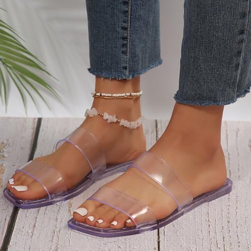 xsby Women's Clear Sandals Transparent Flat Sandals Dressy Summer Open Toe Beach Sandals2