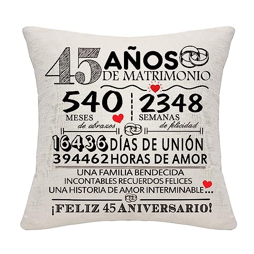 Imagen de Regalo 45 Años de Matrimonio 45º Aniversario de Boda Funda de Cojín Recuerdo Decoración Regalo para Parejas Padres Mujeres Hombres Mamá Papá Esposo Esposa Abuela Abuelo Tío Amigos