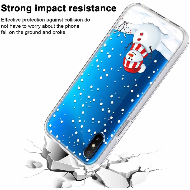 Yoedge 2 × Natale Cover per Xiaomi Redmi 9A 4G / 9AT 6,53, Trasparente Custodia Morbida