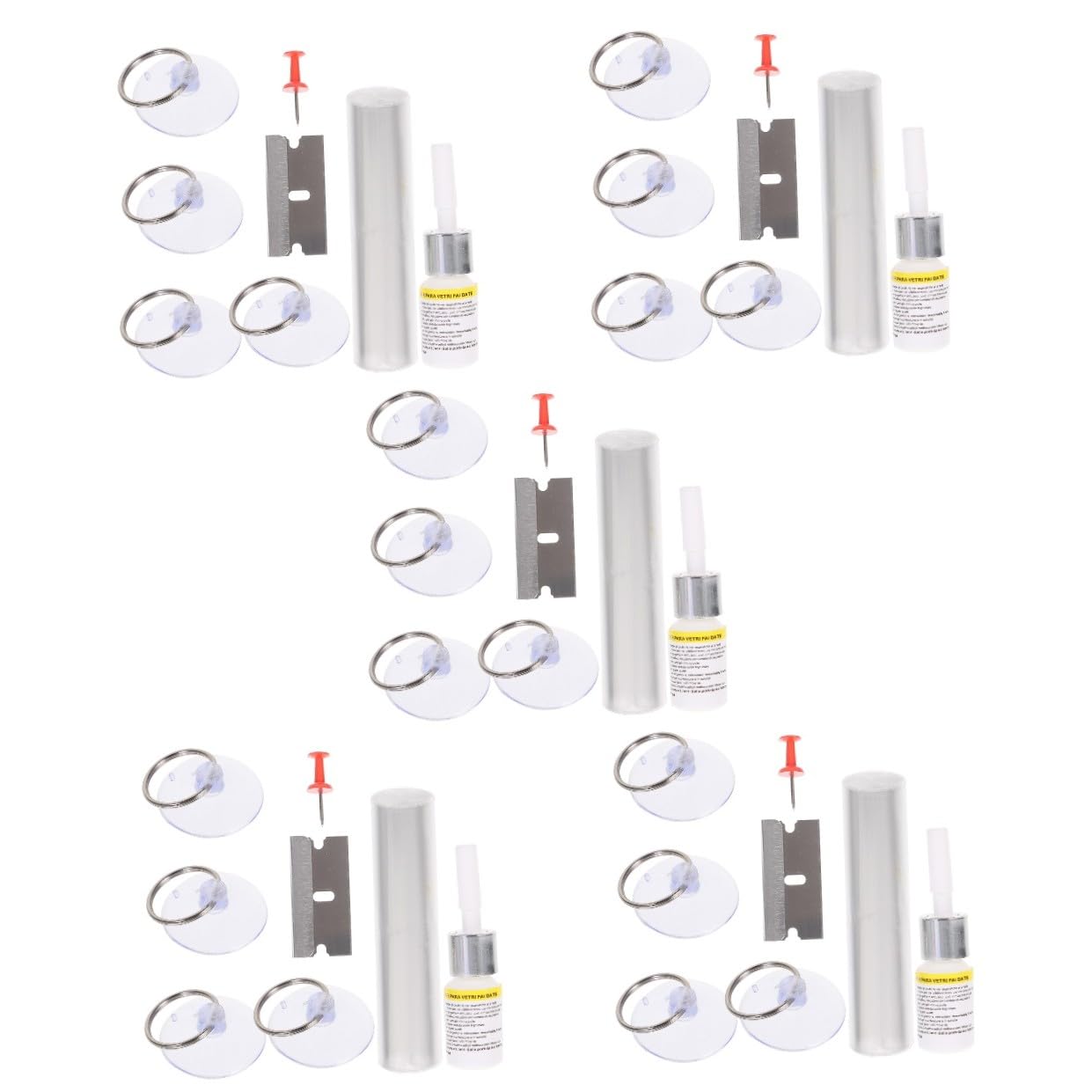 iplusmile 5juegos Kit De Reparación De Parabrisas Reparador De Grietas De Vidrio para Autos Portátil y Eficaz Solución Rápida para Daños Parabrisas Incluye para Reparación De Chips y