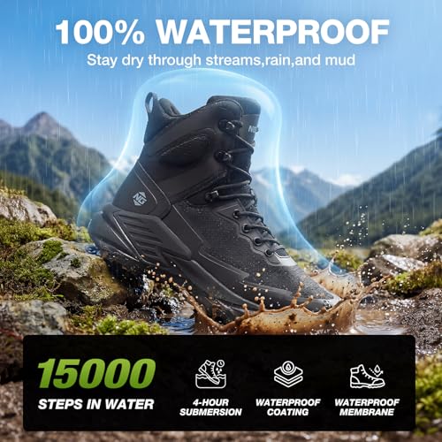 Image of NINGO Men's Military Tactical Waterproof Boots, Lightweight Breathable Work Combat Boots for All Day, Comfortable Non Slip Hiking Shoes for Motorcycle, Army, Jungle, Outdoor, Sport