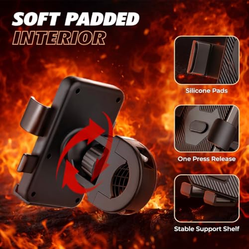 Image of MotoPro K3 Universal Bike & Motorcycle Phone Holder | Handlebar Mount with Secure Grip | Anti-Slip Adjustable Clamp | Mobile Stand for All Smartphones | Black