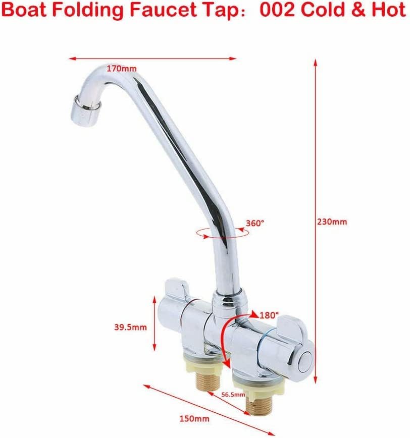 Miniatura 6 de Grifo plegable para autocaravana, grifo de agua fría y caliente, grifo de fregadero de cocina de alta gama de 360 grados, caño de cuello de cisne,
