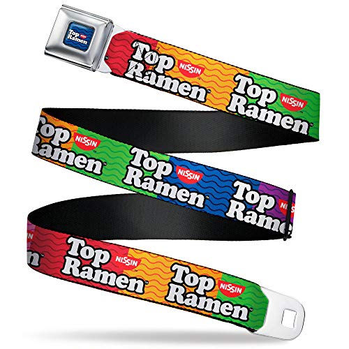 Nissin Foods Belt, Seatbelt Buckle Belt, Top Ramen Noodle Wave Blocks Multi Color Black White, 32 to 52 Inches