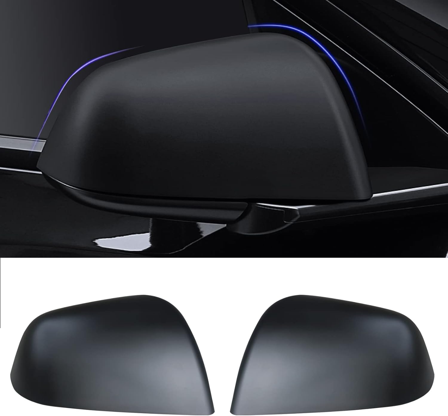 Model 3 Side Mirror Cover, Mirror Cap 2 PCS Gloss Carbon Fiber Rearview Mirro Cover for Model 3 (2019-2025)