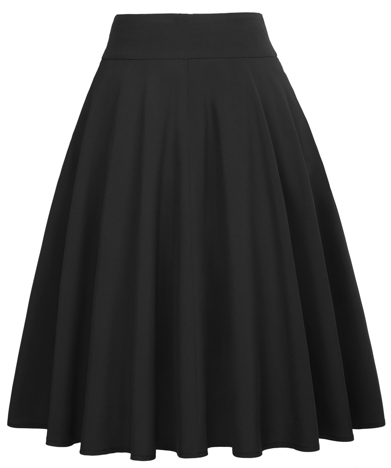 FRAULEIN Women's Flared Pleated Maxi Skirt High Waist A-Line with Pockets and Belt Accessories (in, Alpha, XL, Regular, Black) - Image 2 thumbnail