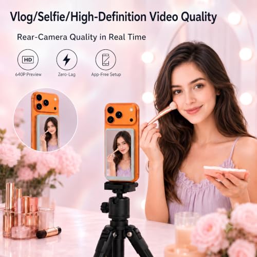 Image of Cason 4'' Touchscreen Magnetic Vlog Selfie Monitor Screen for iPhone & Android,Back Camera,Screen mirroring Device with Bluetooth,Remote & Inbuilt Speaker,Portable Phone Display for You Tube & Reels