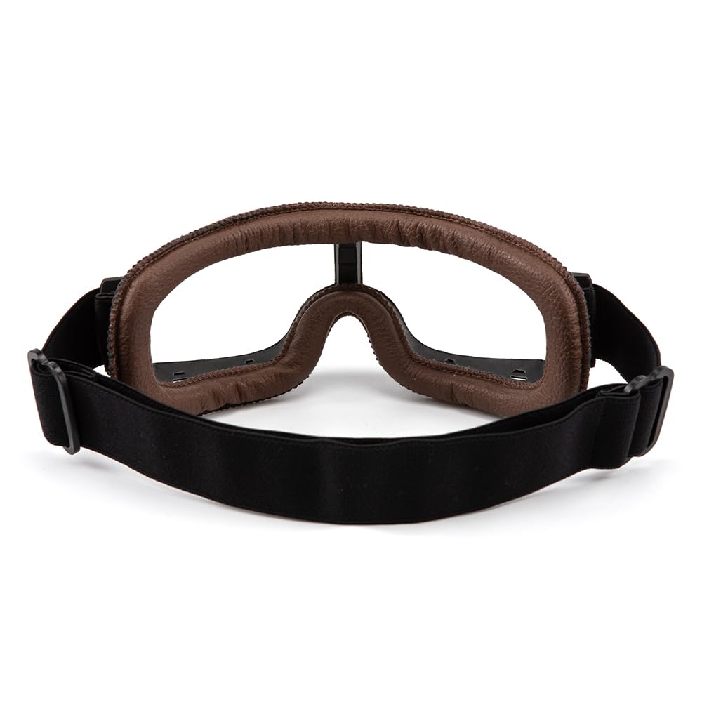 Occhiali da moto vintage Glasses da aviatore retrò Pelle PU Pieghevoli Occhiali antivento per uomo e donna Occhiali